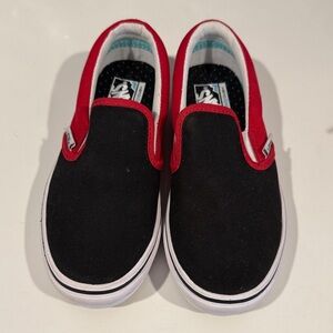 Vans Classic Black and Red Slip-Ons